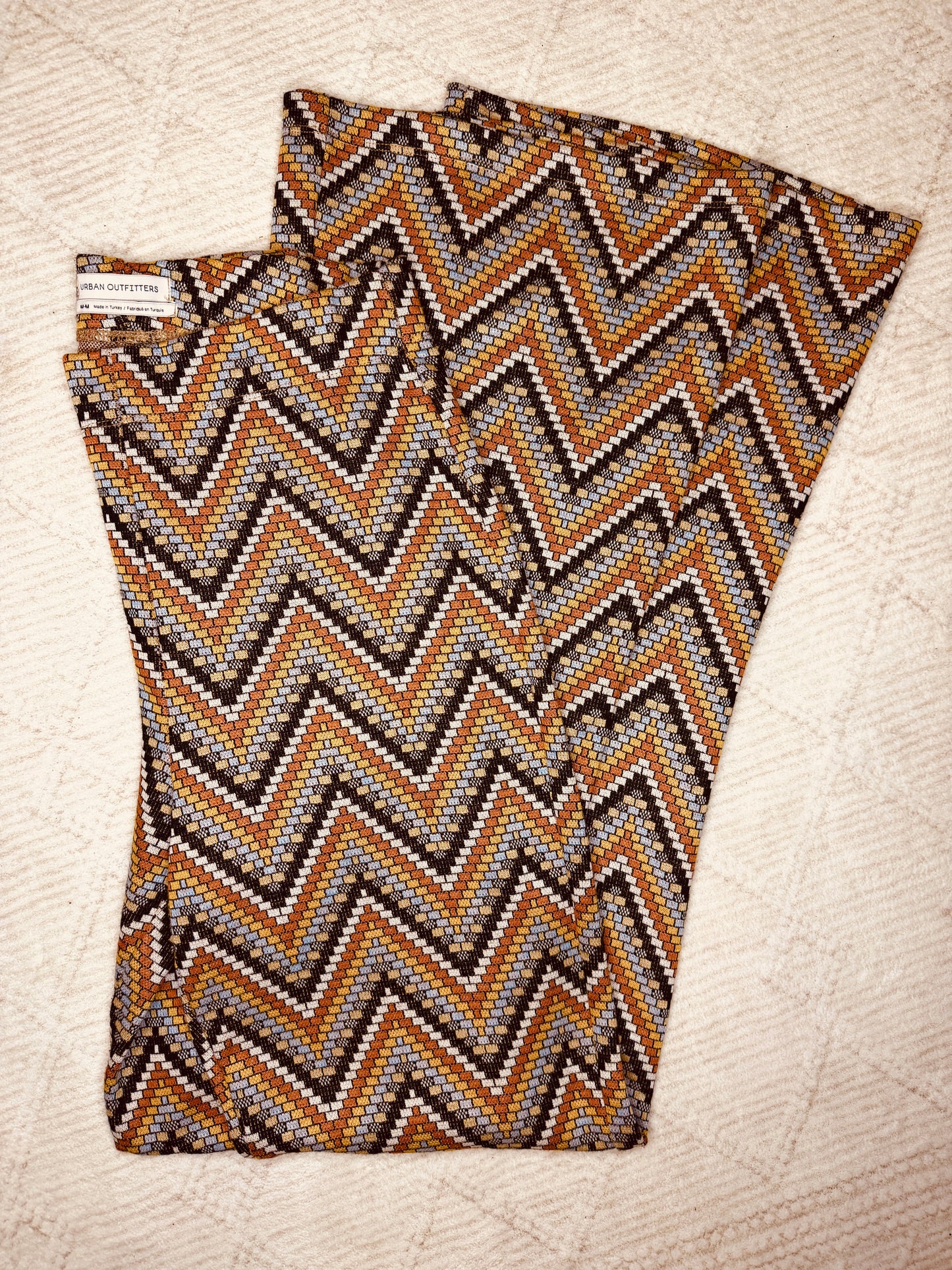 urban outfitters retro chevron print knit high rise flares