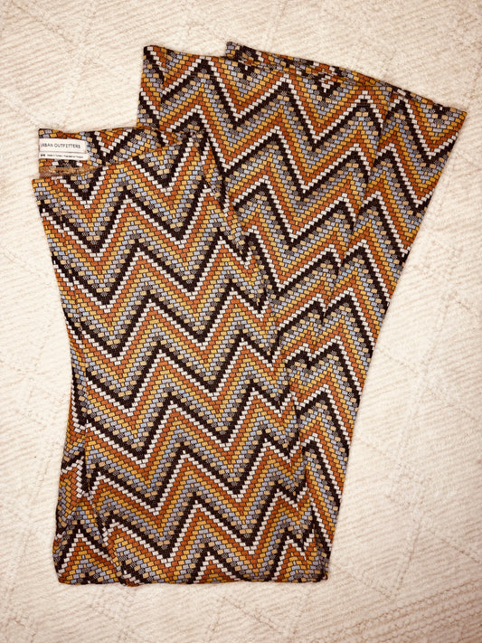 urban outfitters retro chevron print knit high rise flares