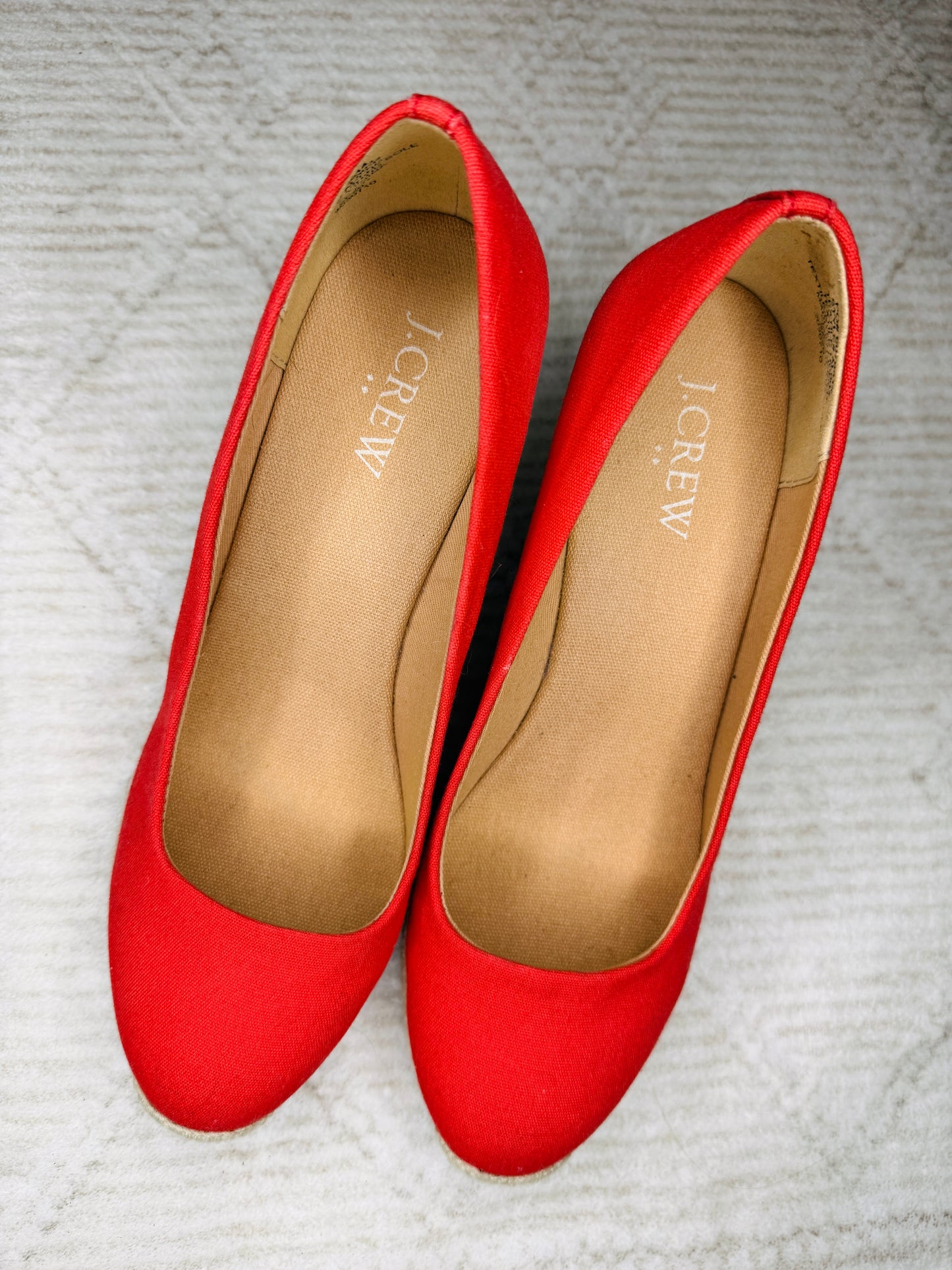 J. Crew red canvas espadrille wedge heels