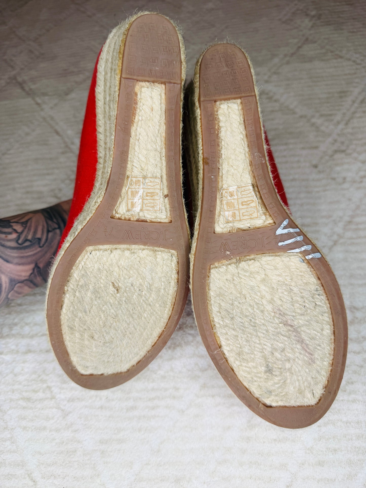 J. Crew red canvas espadrille wedge heels