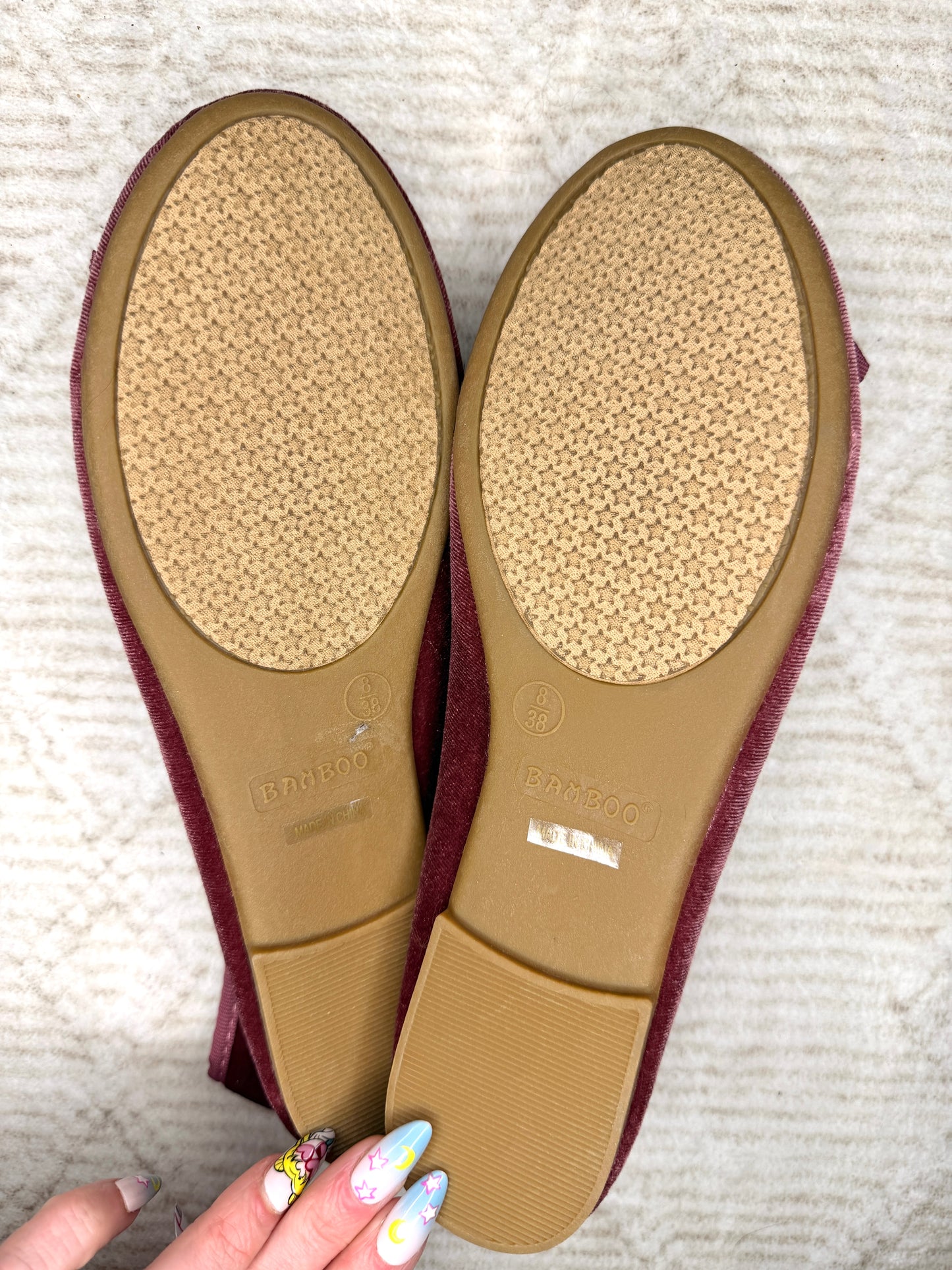 BAMBOO dusty pink velvet ballet flats