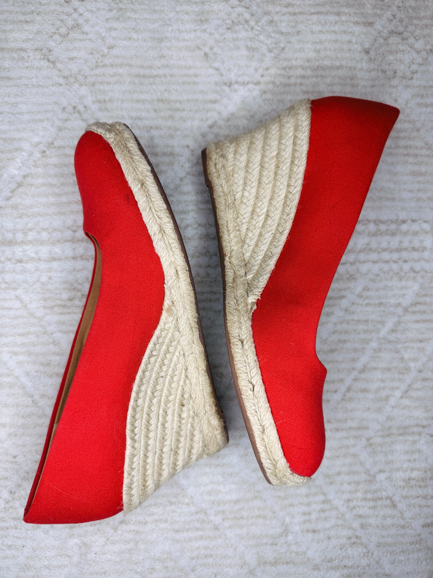 J. Crew red canvas espadrille wedge heels