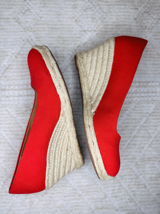 J. Crew red canvas espadrille wedge heels