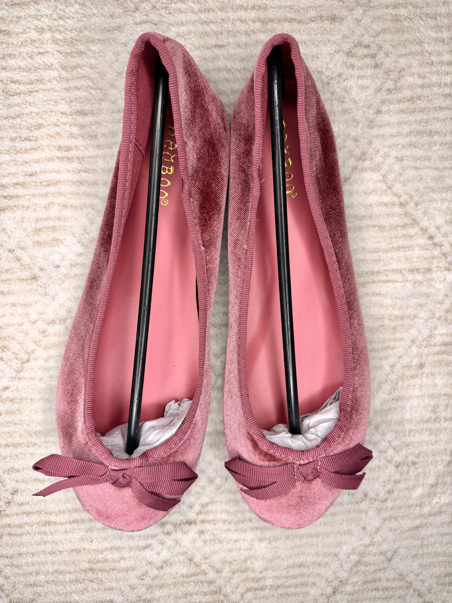 BAMBOO dusty pink velvet ballet flats