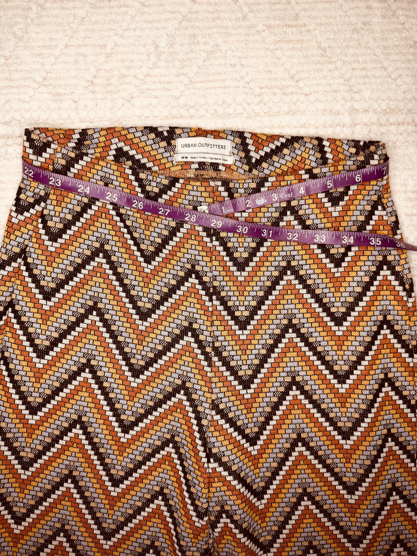 urban outfitters retro chevron print knit high rise flares