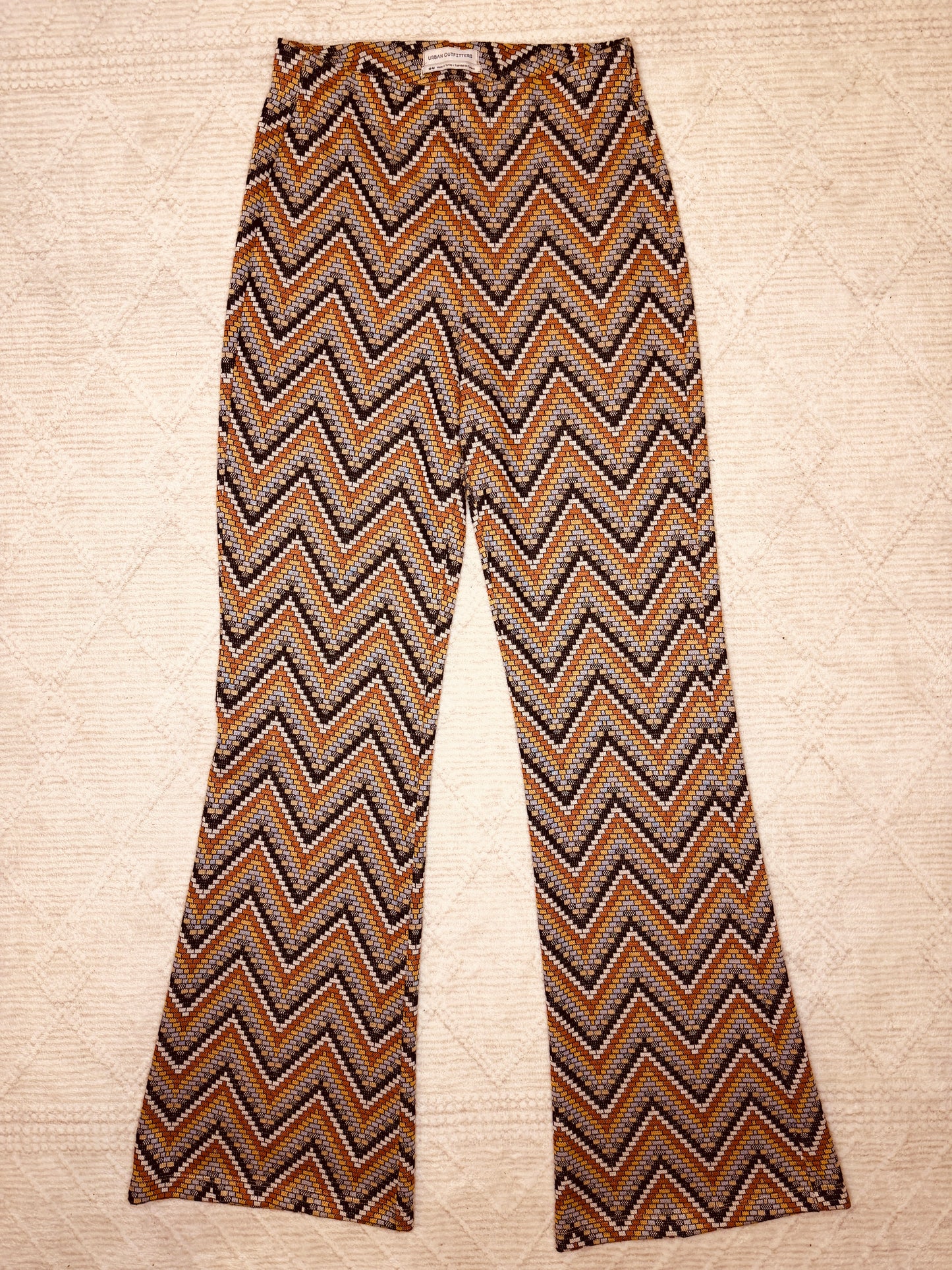 urban outfitters retro chevron print knit high rise flares