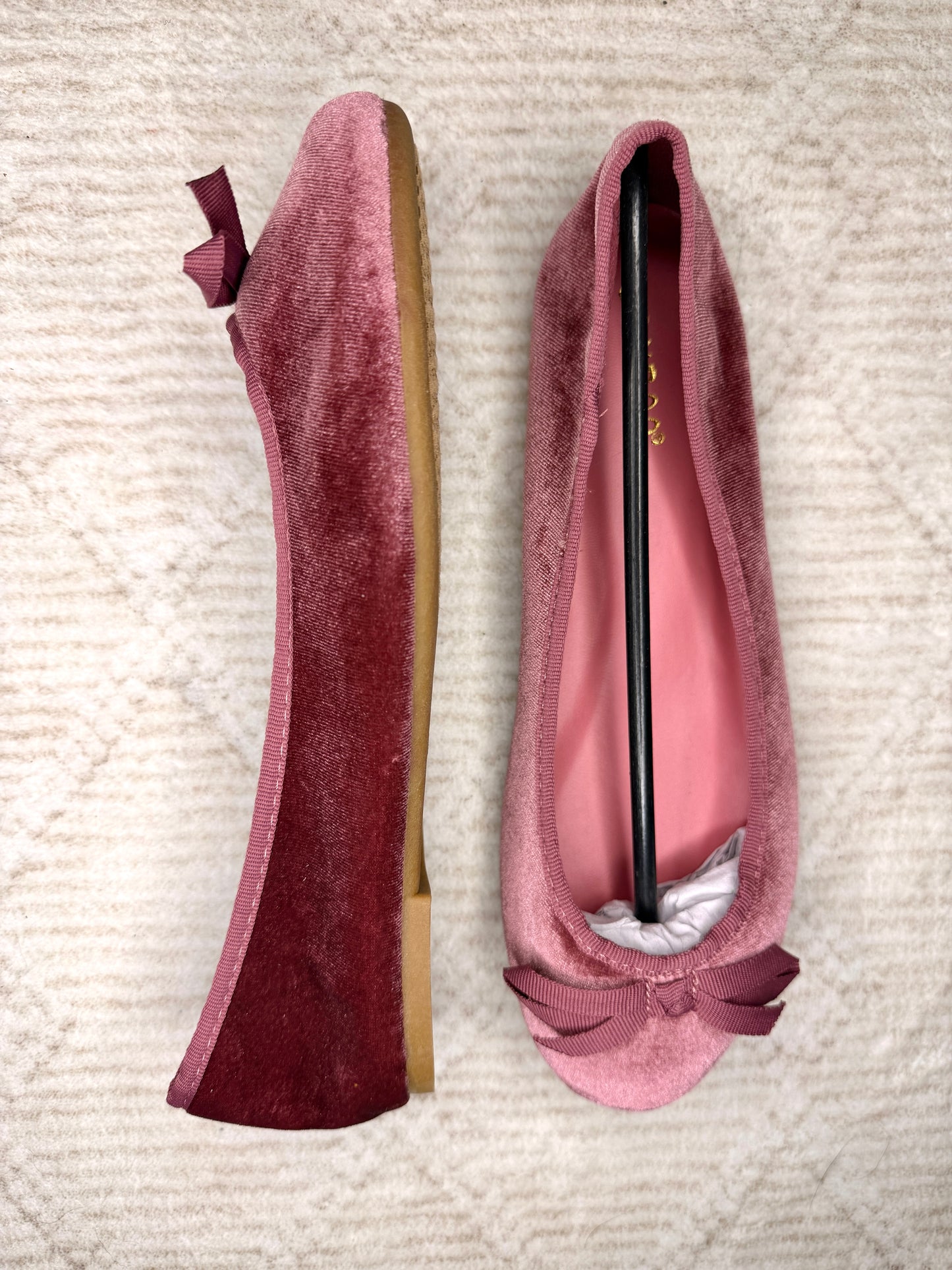 BAMBOO dusty pink velvet ballet flats