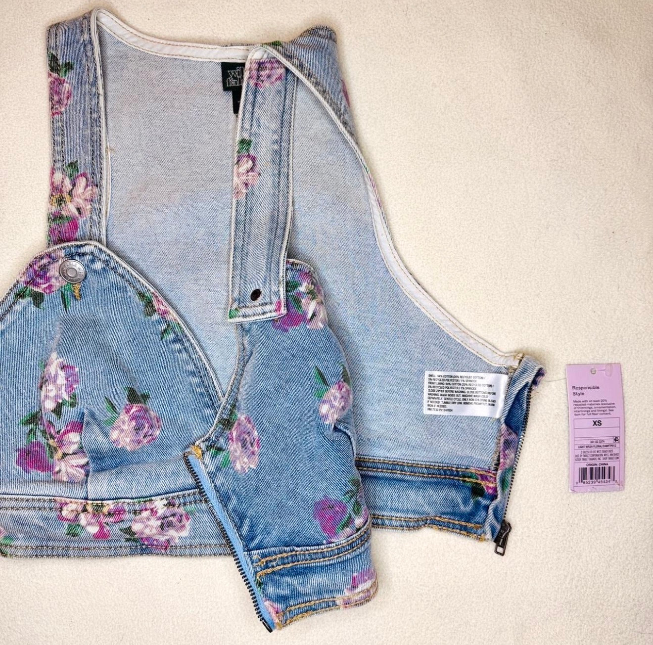 wild fable denim floral bralette